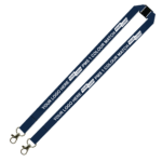 Aquarius Ribbed Lanyard Budget Screen Printed 1 Colour 1 Side Double Carabiner and Breakaway - 20mm Polyester, Navy (LABDCBA-20-NVY_EZI)