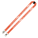 Aquarius Ribbed Lanyard Budget Screen Printed 1 Colour 1 Side Double Carabiner and Breakaway - 20mm Polyester, Orange (LABDCBA-20-ORG_EZI)