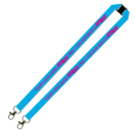 Aquarius Ribbed Lanyard Budget Screen Printed 1 Colour 1 Side Double Carabiner and Breakaway - 20mm Polyester, Process Blue (LABDCBA-20-PBLU_EZI)