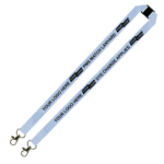 Aquarius Ribbed Lanyard Budget Screen Printed 1 Colour 1 Side Double Carabiner and Breakaway - 25mm Polyester, PMS Colour Matched (LABDCBA-25-PMS_EZI)