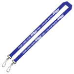 Aquarius Ribbed Lanyard Budget Screen Printed 1 Colour 1 Side Double Swivel Hook - 15mm Polyester, Royal Blue (LABDH-15-BLU_EZI)