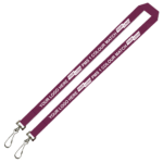 Aquarius Ribbed Lanyard Budget Screen Printed 1 Colour 1 Side Double Swivel Hook - 15mm Polyester, Burgundy (LABDH-15-BUR_EZI)