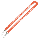 Aquarius Ribbed Lanyard Budget Screen Printed 1 Colour 1 Side Double Swivel Hook - 15mm Polyester, Fluro Orange (LABDH-15-FORG_EZI)