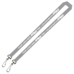 Aquarius Ribbed Lanyard Budget Screen Printed 1 Colour 1 Side Double Swivel Hook - 15mm Polyester, Grey (LABDH-15-GREY_EZI)