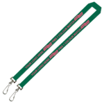 Aquarius Ribbed Lanyard Budget Screen Printed 1 Colour 1 Side Double Swivel Hook - 15mm Polyester, Green (LABDH-15-GRN_EZI)