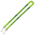 Aquarius Ribbed Lanyard Budget Screen Printed 1 Colour 1 Side Double Swivel Hook - 15mm Polyester, Lime (LABDH-15-LIME_EZI)