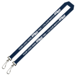 Aquarius Ribbed Lanyard Budget Screen Printed 1 Colour 1 Side Double Swivel Hook - 15mm Polyester, Navy (LABDH-15-NVY_EZI)