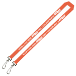 Aquarius Ribbed Lanyard Budget Screen Printed 1 Colour 1 Side Double Swivel Hook - 15mm Polyester, Orange (LABDH-15-ORG_EZI)