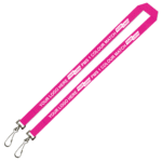 Aquarius Ribbed Lanyard Budget Screen Printed 1 Colour 1 Side Double Swivel Hook - 15mm Polyester, Pink (LABDH-15-PIN_EZI)