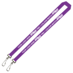 Aquarius Ribbed Lanyard Budget Screen Printed 1 Colour 1 Side Double Swivel Hook - 15mm Polyester, Purple (LABDH-15-PUR_EZI)