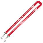 Aquarius Ribbed Lanyard Budget Screen Printed 1 Colour 1 Side Double Swivel Hook - 15mm Polyester, Red (LABDH-15-RED_EZI)