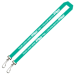 Aquarius Ribbed Lanyard Budget Screen Printed 1 Colour 1 Side Double Swivel Hook - 15mm Polyester, Teal Green (LABDH-15-TEAL_EZI)