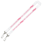 Aquarius Ribbed Lanyard Budget Screen Printed 1 Colour 1 Side Double Swivel Hook - 15mm Polyester, White (LABDH-15-WHI_EZI)