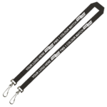 Aquarius Ribbed Lanyard Budget Screen Printed 1 Colour 1 Side Double Swivel Hook - 20mm Polyester, Black (LABDH-20-BLK_EZI)