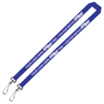 Aquarius Ribbed Lanyard Budget Screen Printed 1 Colour 1 Side Double Swivel Hook - 20mm Polyester, Royal Blue (LABDH-20-BLU_EZI)