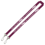 Aquarius Ribbed Lanyard Budget Screen Printed 1 Colour 1 Side Double Swivel Hook - 20mm Polyester, Burgundy (LABDH-20-BUR_EZI)