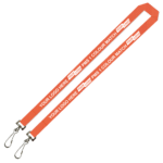 Aquarius Ribbed Lanyard Budget Screen Printed 1 Colour 1 Side Double Swivel Hook - 20mm Polyester, Fluro Orange (LABDH-20-FORG_EZI)