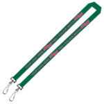 Aquarius Ribbed Lanyard Budget Screen Printed 1 Colour 1 Side Double Swivel Hook - 20mm Polyester, Green (LABDH-20-GRN_EZI)