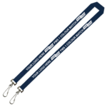 Aquarius Ribbed Lanyard Budget Screen Printed 1 Colour 1 Side Double Swivel Hook - 20mm Polyester, Navy (LABDH-20-NVY_EZI)