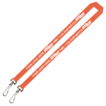 Aquarius Ribbed Lanyard Budget Screen Printed 1 Colour 1 Side Double Swivel Hook - 20mm Polyester, Orange (LABDH-20-ORG_EZI)