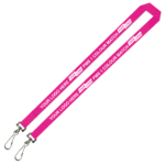 Aquarius Ribbed Lanyard Budget Screen Printed 1 Colour 1 Side Double Swivel Hook - 20mm Polyester, Pink (LABDH-20-PIN_EZI)