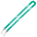 Aquarius Ribbed Lanyard Budget Screen Printed 1 Colour 1 Side Double Swivel Hook - 20mm Polyester, Teal Green (LABDH-20-TEAL_EZI)