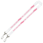 Aquarius Ribbed Lanyard Budget Screen Printed 1 Colour 1 Side Double Swivel Hook - 20mm Polyester, White (LABDH-20-WHI_EZI)