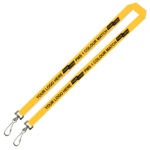 Aquarius Ribbed Lanyard Budget Screen Printed 1 Colour 1 Side Double Swivel Hook - 20mm Polyester, Yellow (LABDH-20-YEL_EZI)