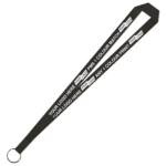 Aquarius Ribbed Lanyard Budget Screen Printed 1 Colour 1 Side Keyring - 15mm Polyester, Black (LABKR-15-BLK_EZI)