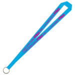 Aquarius Ribbed Lanyard Budget Screen Printed 1 Colour 1 Side Keyring - 15mm Polyester, Process Blue (LABKR-15-PBLU_EZI)