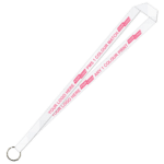Aquarius Ribbed Lanyard Budget Screen Printed 1 Colour 1 Side Keyring - 15mm Polyester, White (LABKR-15-WHI_EZI)