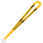 Aquarius Ribbed Lanyard Budget Screen Printed 1 Colour 1 Side Keyring - 15mm Polyester, Yellow (LABKR-15-YEL_EZI)