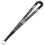 Aquarius Ribbed Lanyard Budget Screen Printed 1 Colour 1 Side Keyring - 20mm Polyester, Black (LABKR-20-BLK_EZI)