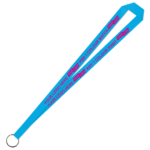 Aquarius Ribbed Lanyard Budget Screen Printed 1 Colour 1 Side Keyring - 20mm Polyester, Process Blue (LABKR-20-PBLU_EZI)