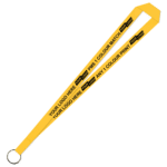 Aquarius Ribbed Lanyard Budget Screen Printed 1 Colour 1 Side Keyring - 20mm Polyester, Yellow (LABKR-20-YEL_EZI)