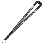 Aquarius Ribbed Lanyard Budget Screen Printed 1 Colour 1 Side Keyring and Breakaway - 20mm Polyester, Black (LABKRBA-20-BLK_EZI)