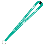 Aquarius Ribbed Lanyard Budget Screen Printed 1 Colour 1 Side Keyring and Breakaway - 20mm Polyester, Teal Green (LABKRBA-20-TEAL_EZI)