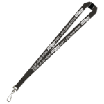 Aquarius Ribbed Lanyard Budget Screen Printed 1 Colour 1 Side Swivel Hook and Breakaway - 15mm Polyester, Black (LABSHBA-15-BLK_EZI)