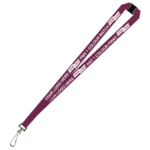 Aquarius Ribbed Lanyard Budget Screen Printed 1 Colour 1 Side Swivel Hook and Breakaway - 15mm Polyester, Burgundy (LABSHBA-15-BUR_EZI)