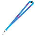 Aquarius Ribbed Lanyard Budget Screen Printed 1 Colour 1 Side Swivel Hook and Breakaway - 15mm Polyester, Process Blue (LABSHBA-15-PBLU_EZI)