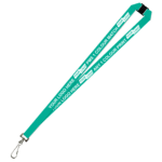 Aquarius Ribbed Lanyard Budget Screen Printed 1 Colour 1 Side Swivel Hook and Breakaway - 15mm Polyester, Teal Green (LABSHBA-15-TEAL_EZI)
