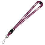 Aquarius Ribbed Lanyard Budget Screen Printed 1 Colour 1 Side Swivel Hook Breakaway and Quick Release - 15mm Polyester, Burgundy (LABSHBAQR-15-BUR_EZI)