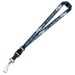 Aquarius Ribbed Lanyard Budget Screen Printed 1 Colour 1 Side Swivel Hook Breakaway and Quick Release - 15mm Polyester, Navy (LABSHBAQR-15-NVY_EZI)