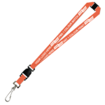Aquarius Ribbed Lanyard Budget Screen Printed 1 Colour 1 Side Swivel Hook Breakaway and Quick Release - 15mm Polyester, Orange (LABSHBAQR-15-ORG_EZI)