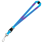 Aquarius Ribbed Lanyard Budget Screen Printed 1 Colour 1 Side Swivel Hook Breakaway and Quick Release - 15mm Polyester, Process Blue (LABSHBAQR-15-PBLU_EZI)