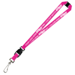 Aquarius Ribbed Lanyard Budget Screen Printed 1 Colour 1 Side Swivel Hook Breakaway and Quick Release - 15mm Polyester, Pink (LABSHBAQR-15-PIN_EZI)