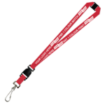 Aquarius Ribbed Lanyard Budget Screen Printed 1 Colour 1 Side Swivel Hook Breakaway and Quick Release - 15mm Polyester, Red (LABSHBAQR-15-RED_EZI)