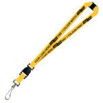Aquarius Ribbed Lanyard Budget Screen Printed 1 Colour 1 Side Swivel Hook Breakaway and Quick Release - 15mm Polyester, Yellow (LABSHBAQR-15-YEL_EZI)