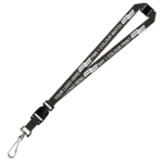 Aquarius Ribbed Lanyard Budget Screen Printed 1 Colour 1 Side Swivel Hook Breakaway and Quick Release - 20mm Polyester, Black (LABSHBAQR-20-BLK_EZI)