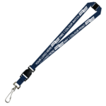 Aquarius Ribbed Lanyard Budget Screen Printed 1 Colour 1 Side Swivel Hook Breakaway and Quick Release - 20mm Polyester, Navy (LABSHBAQR-20-NVY_EZI)